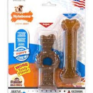 Nylabone Puppy Chew Twin Pack Flavour Medley Ring Bone Petite